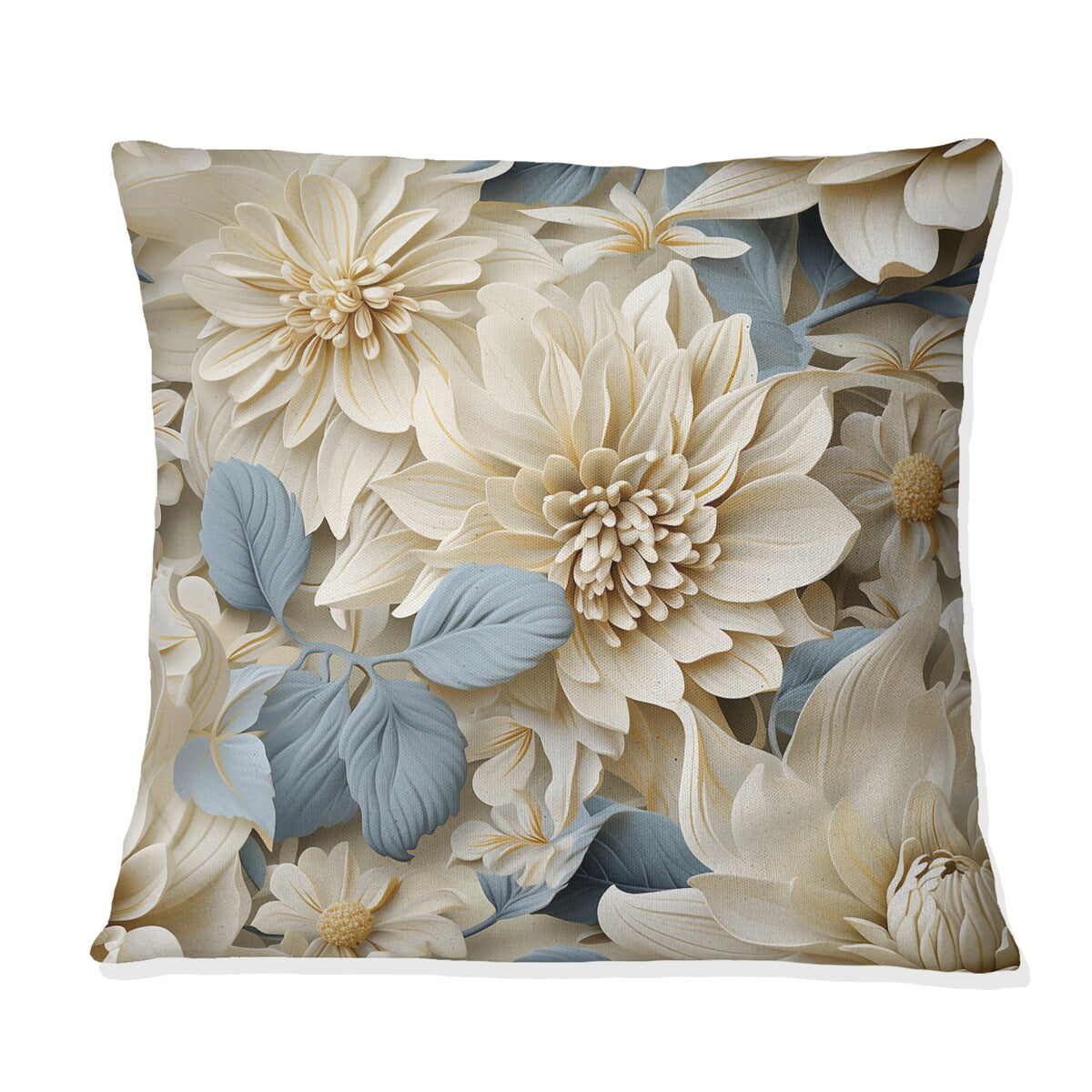 Designart "White Mandalas Chrysanthemum Boho Pattern" Floral Printed Throw Pillow