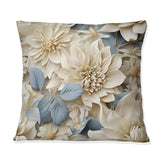 Designart "White Mandalas Chrysanthemum Boho Pattern" Floral Printed Throw Pillow