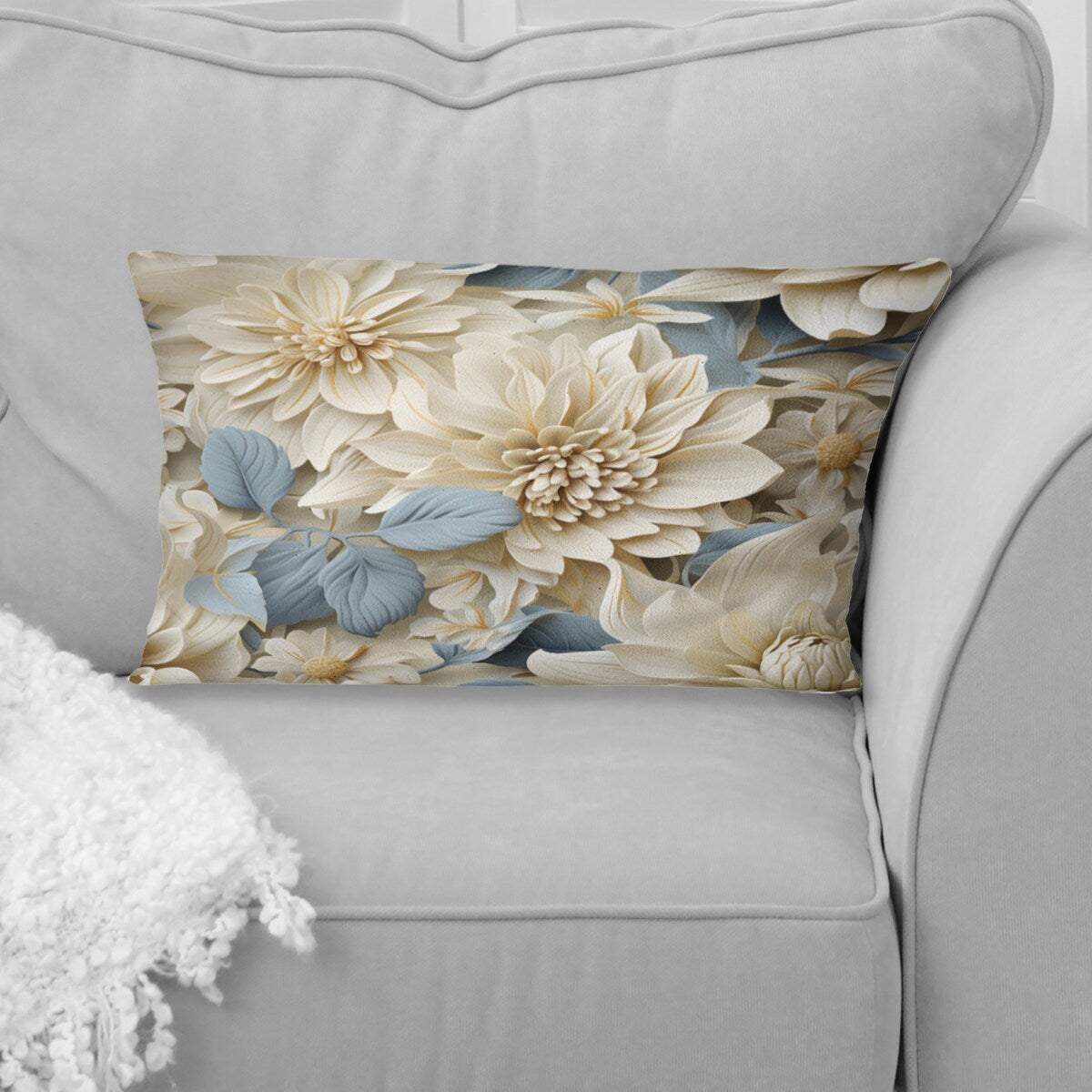 Designart "White Mandalas Chrysanthemum Boho Pattern" Floral Printed Throw Pillow