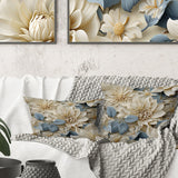 Designart "White Mandalas Chrysanthemum Boho Pattern" Floral Printed Throw Pillow