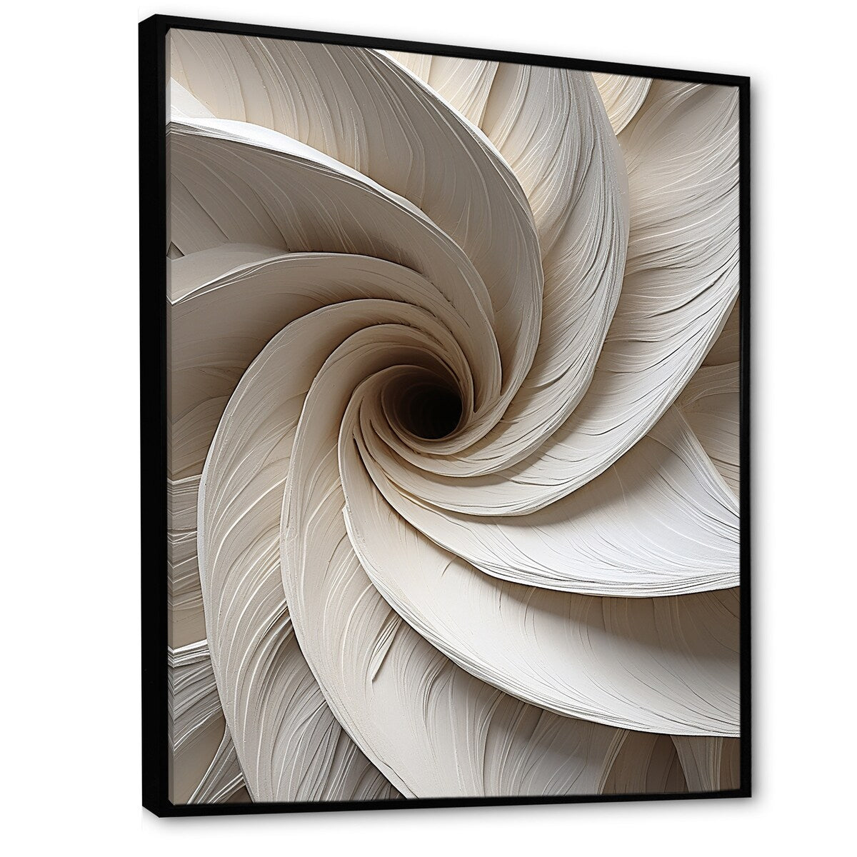 Designart "White Minimalism Spiral Poteries " Abstract Spirals Framed Canvas Art Print