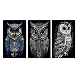 Designart "White Owl Magic" Animals Owl Wall Art Set Of 3 - Children's Art Printed Art Set For Bedroom