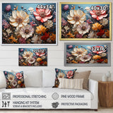 Designart "White Pink Wildflowers Natures Symphony IV" Wildflowers Framed Wall Art Prints