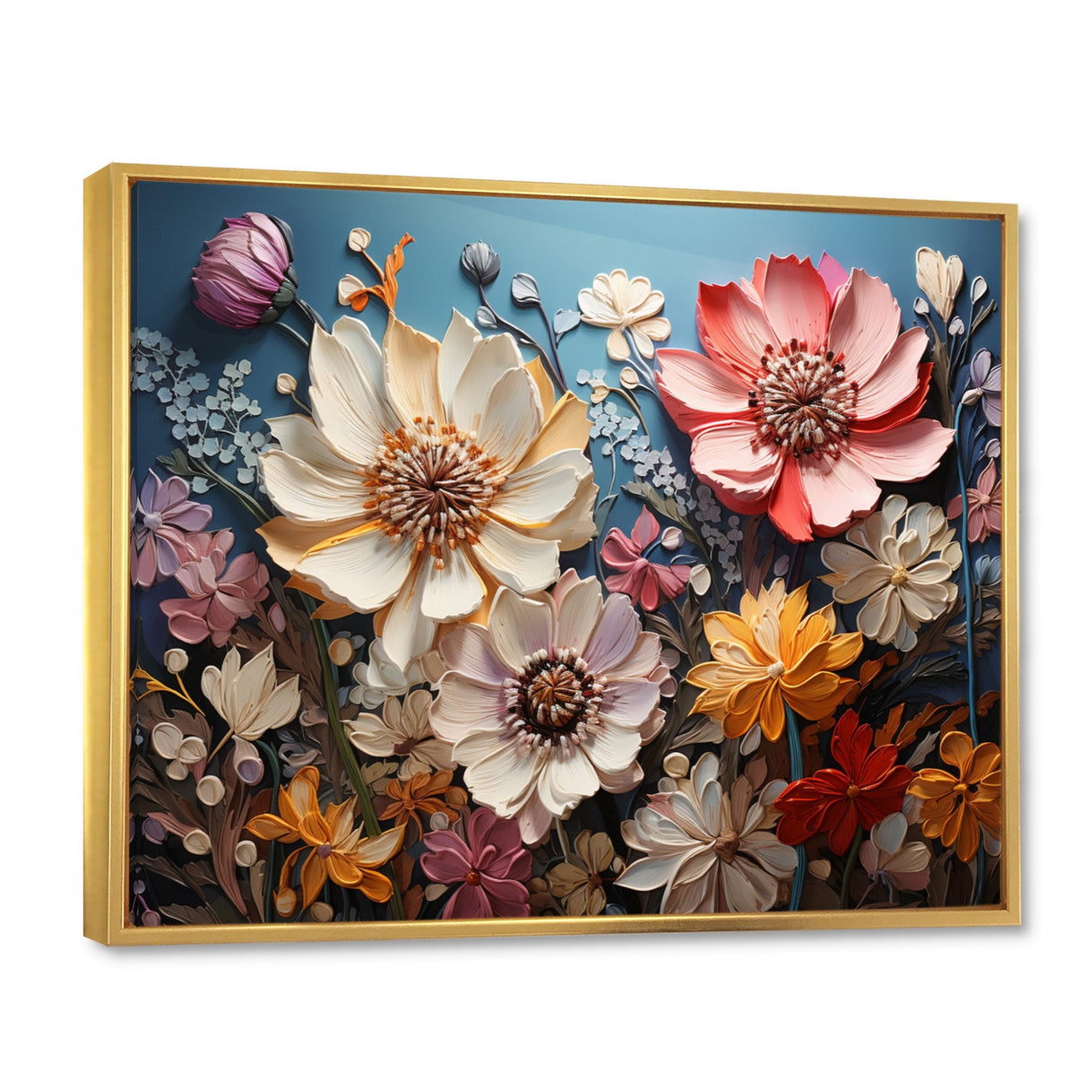 Designart "White Pink Wildflowers Natures Symphony IV" Wildflowers Framed Wall Art Prints