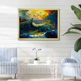 Designart "Wild Waves Breaking In The Sunset I" Coastal Waves Framed Wall Art Prints