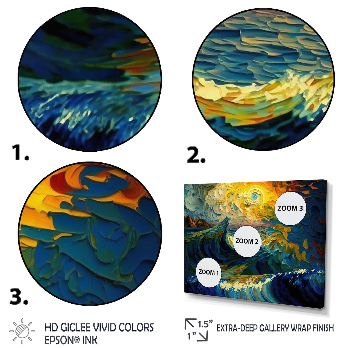 Designart "Wild Waves Breaking In The Sunset I" Coastal Waves Framed Wall Art Prints