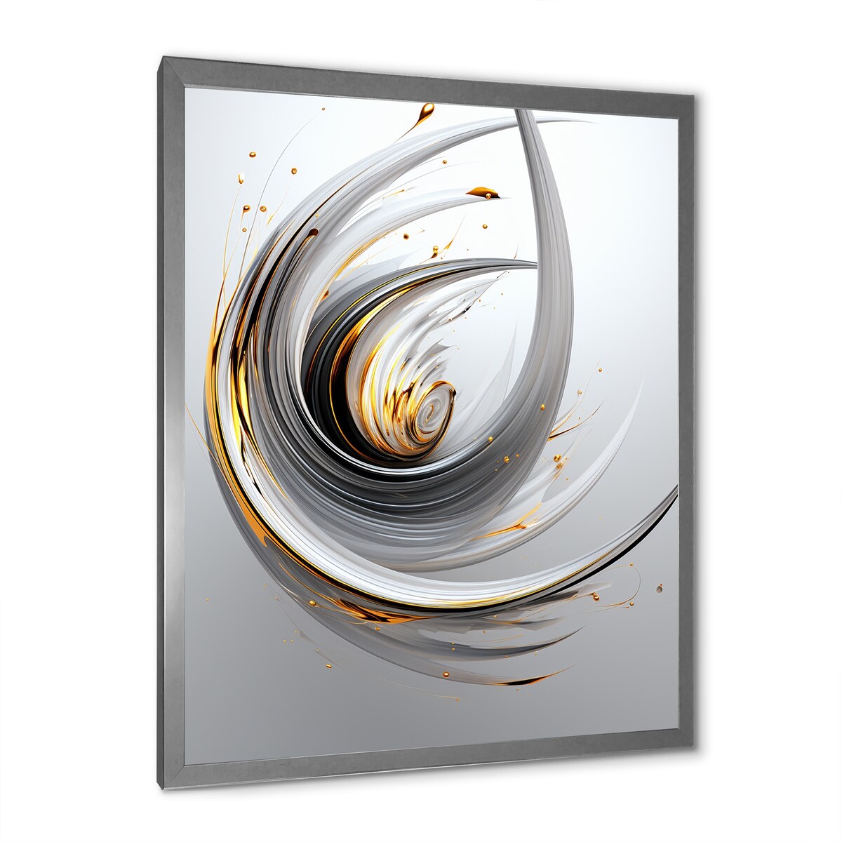 Designart "Wilderness of Ambition White Minimal Swirl" Abstract Shapes Framed Wall Art Living Room