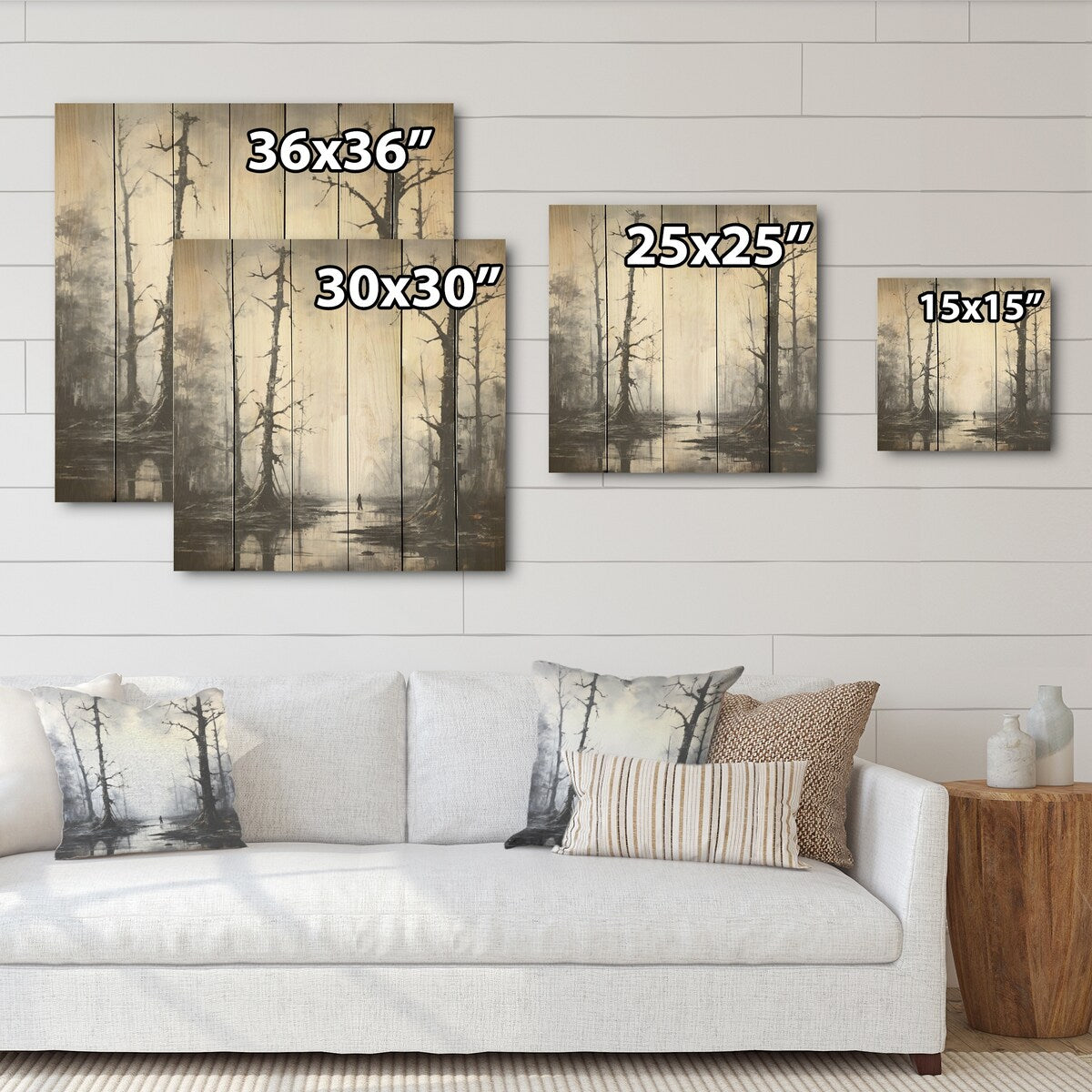 Designart "Winter Forest Solitude" Forest Wood Wall Decor - Traditional Grey Wood Panel On Natural Pine Wood