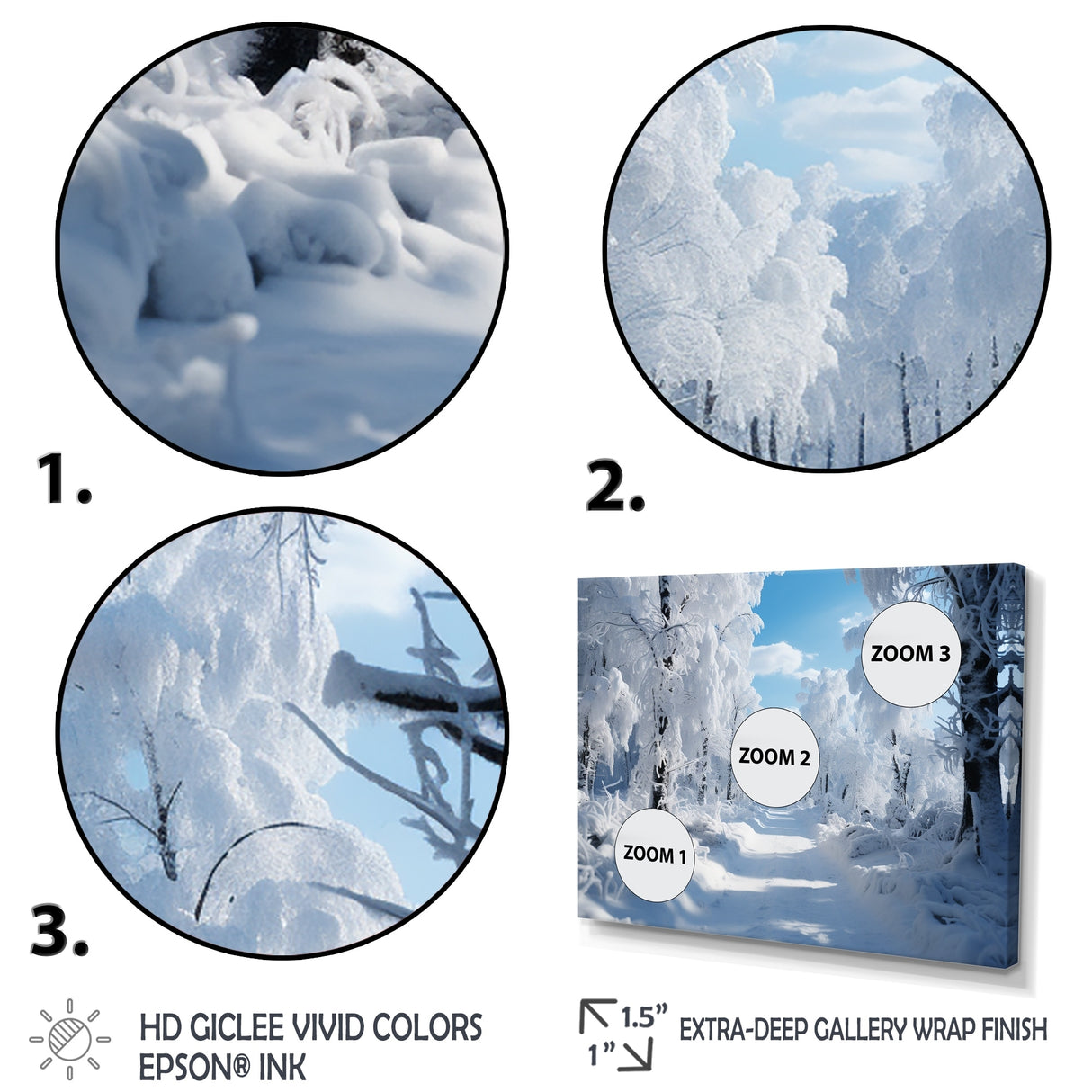 Designart "Winter Frosty Forest IV" Winter Landscape Framed Wall Decor