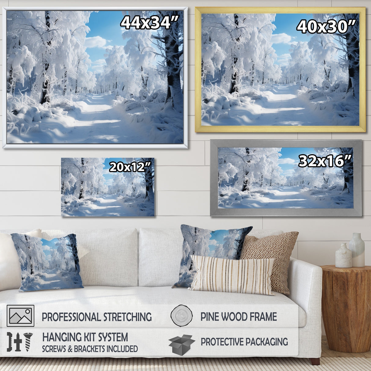 Designart "Winter Frosty Forest IV" Winter Landscape Framed Wall Decor