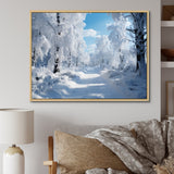 Designart "Winter Frosty Forest IV" Winter Landscape Framed Wall Decor