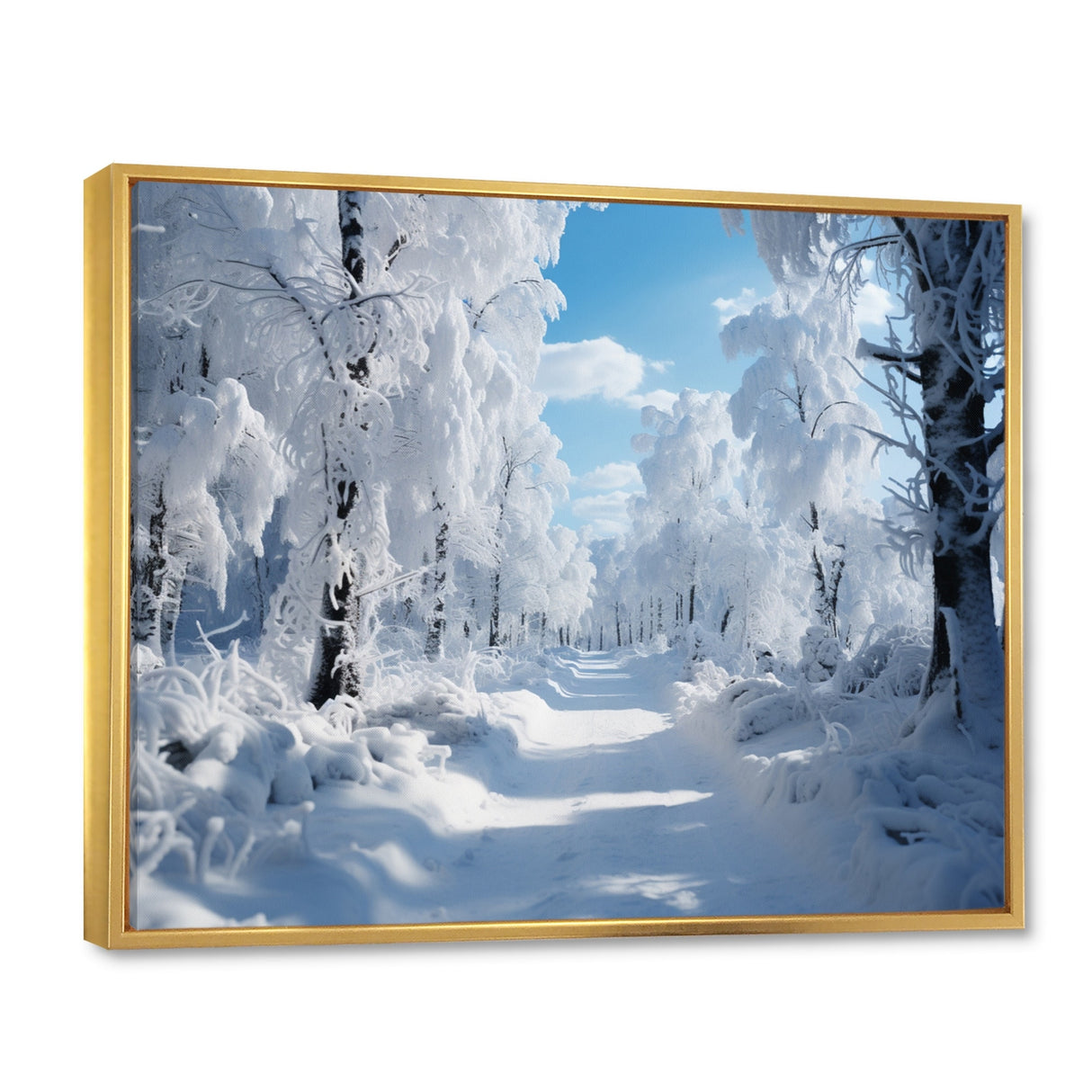 Designart "Winter Frosty Forest IV" Winter Landscape Framed Wall Decor