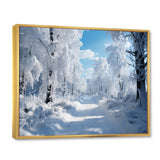 Designart "Winter Frosty Forest IV" Winter Landscape Framed Wall Decor