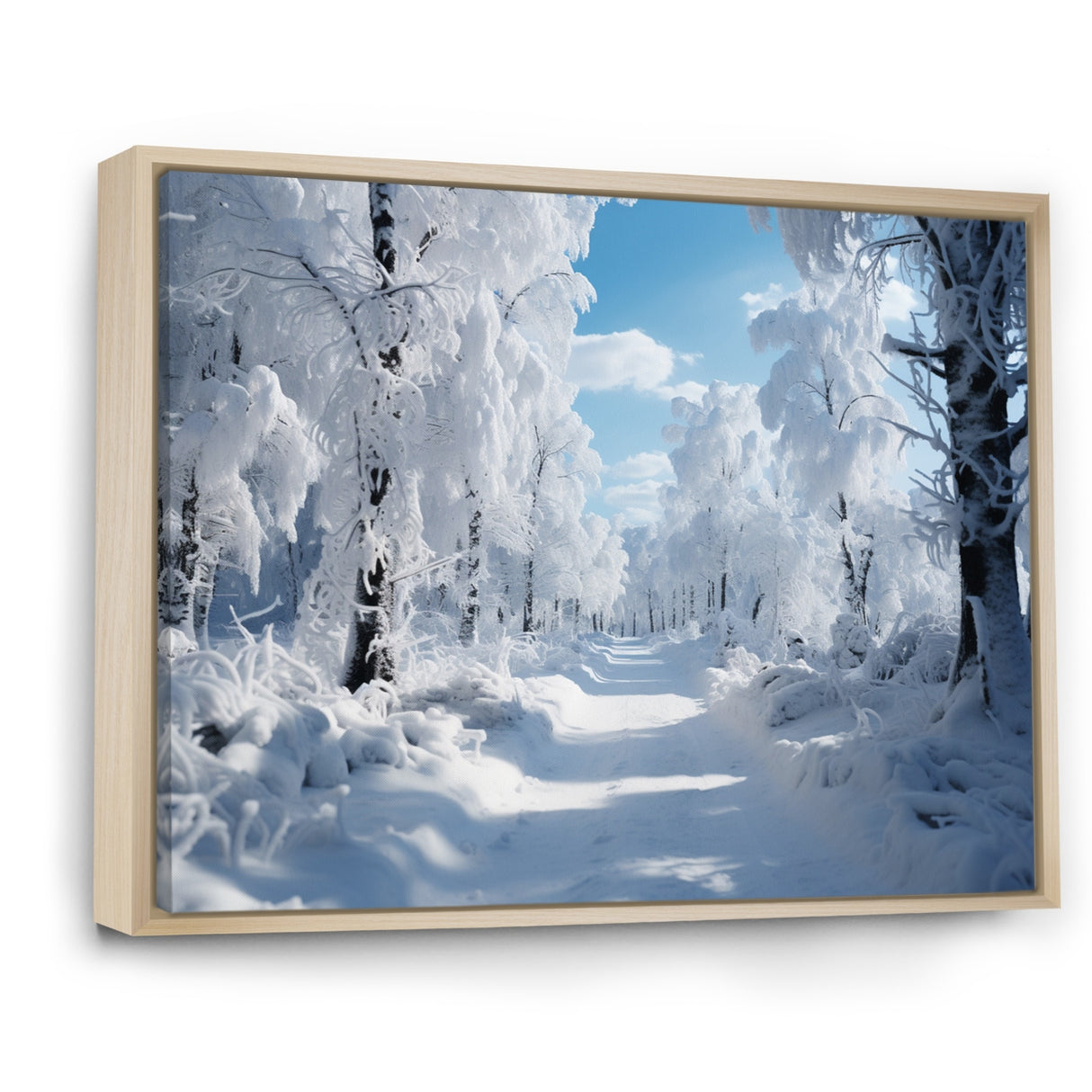 Designart "Winter Frosty Forest IV" Winter Landscape Framed Wall Decor