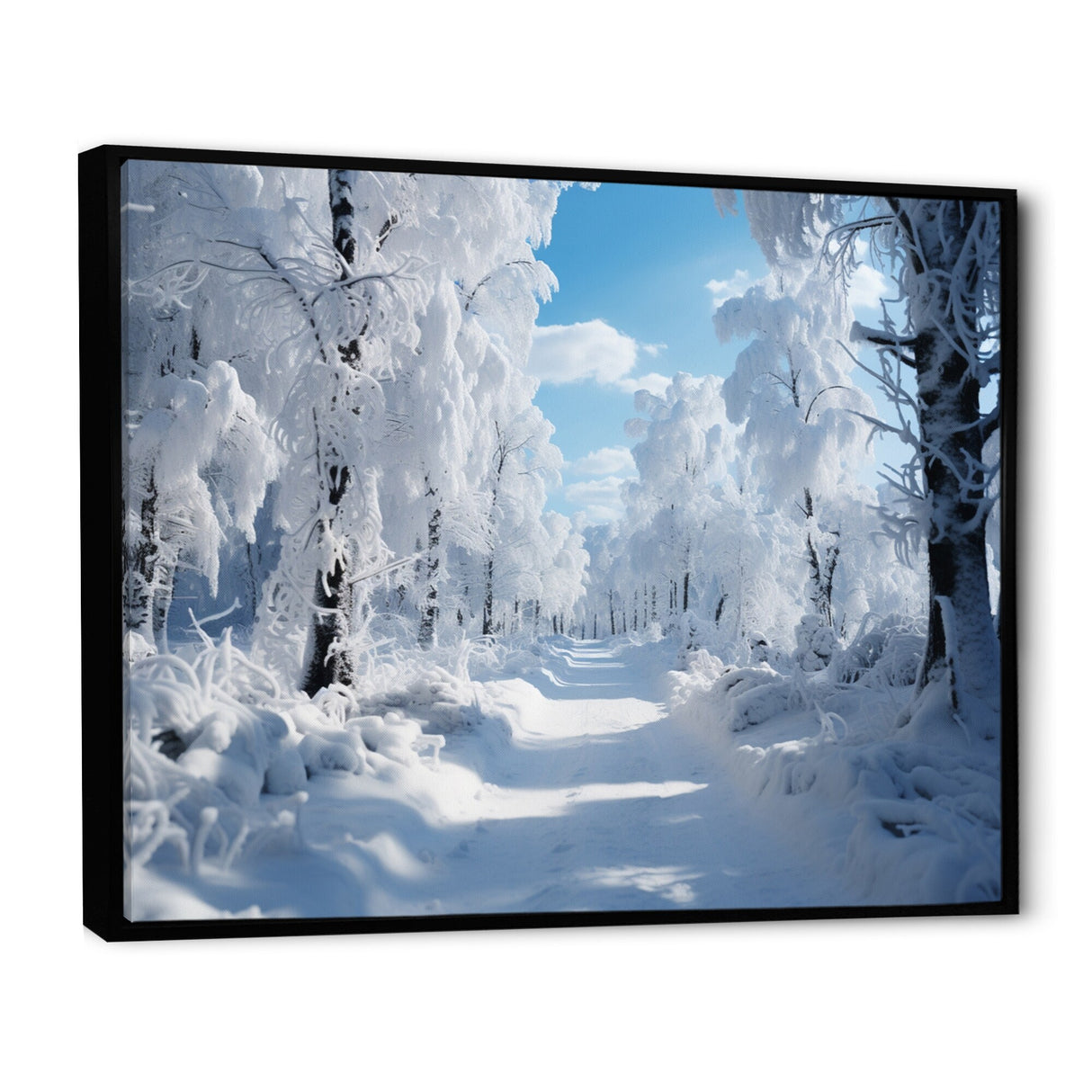 Designart "Winter Frosty Forest IV" Winter Landscape Framed Wall Decor