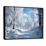 Designart "Winter Frosty Forest IV" Winter Landscape Framed Wall Decor