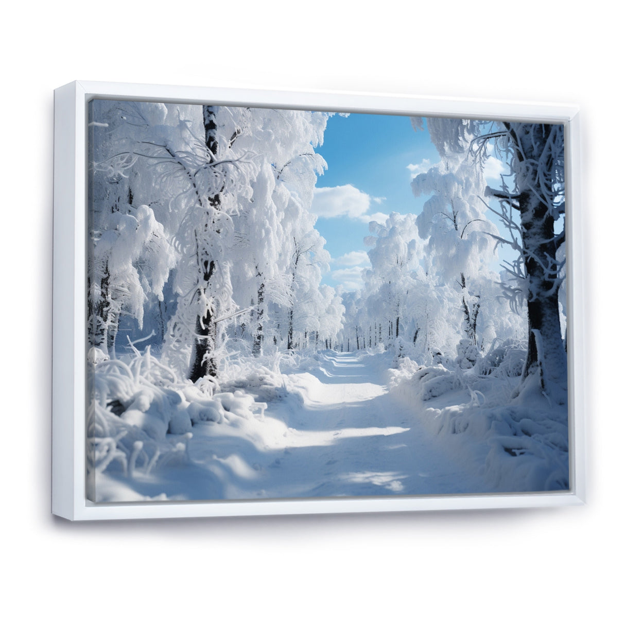 Designart "Winter Frosty Forest IV" Winter Landscape Framed Wall Decor