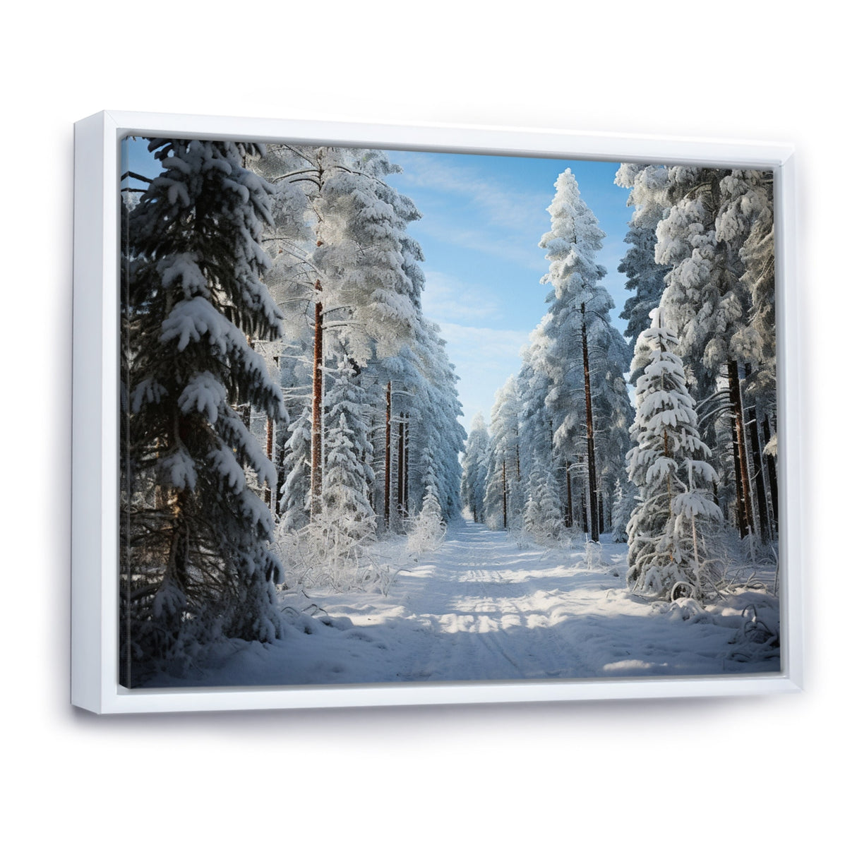 Designart "Winter Snowy Evergreen III" Winter Landscape Framed Wall Art Prints