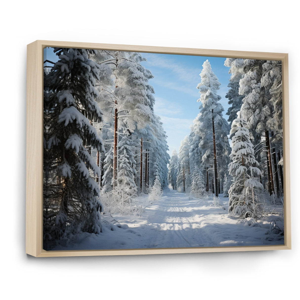 Designart "Winter Snowy Evergreen III" Winter Landscape Framed Wall Art Prints