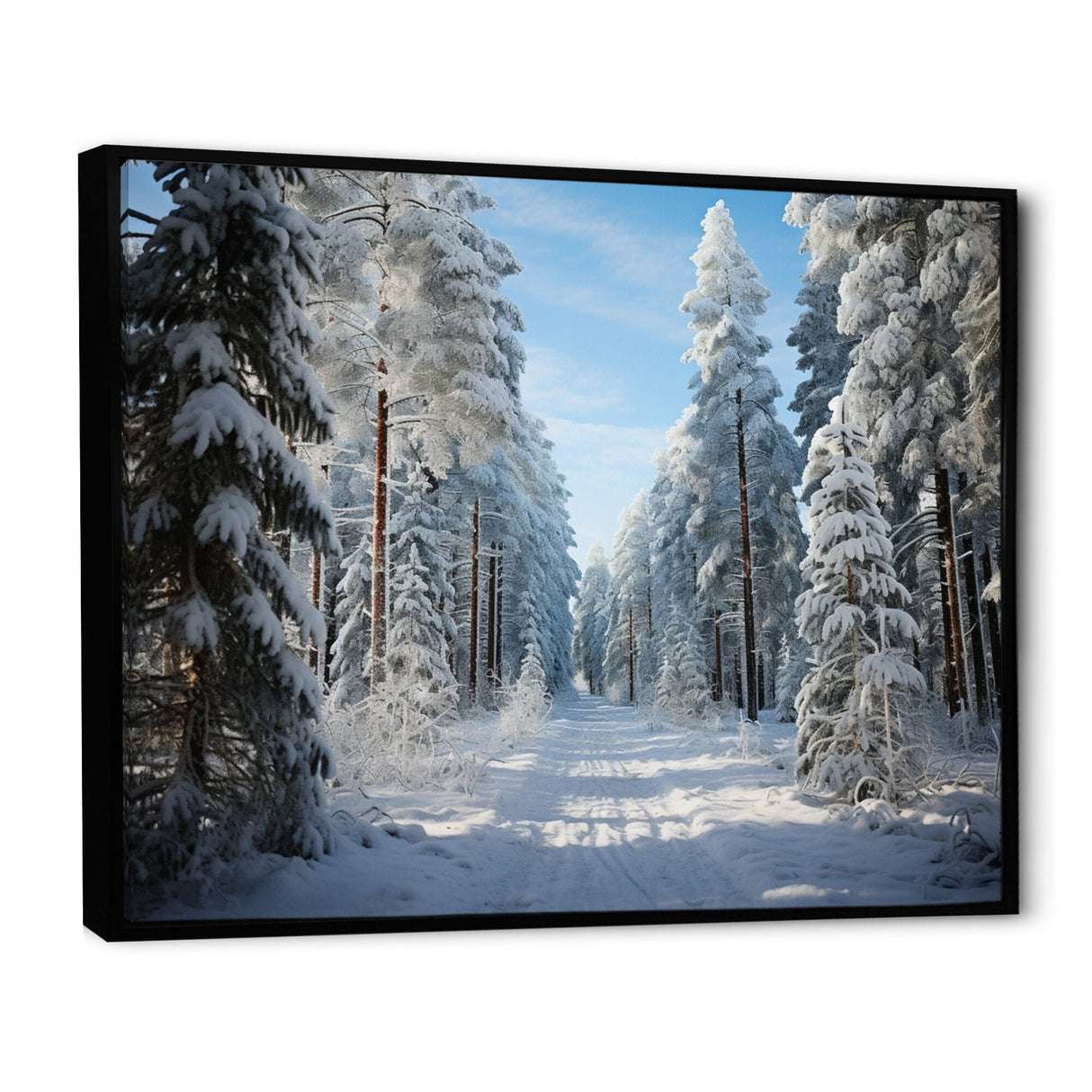 Designart "Winter Snowy Evergreen III" Winter Landscape Framed Wall Art Prints