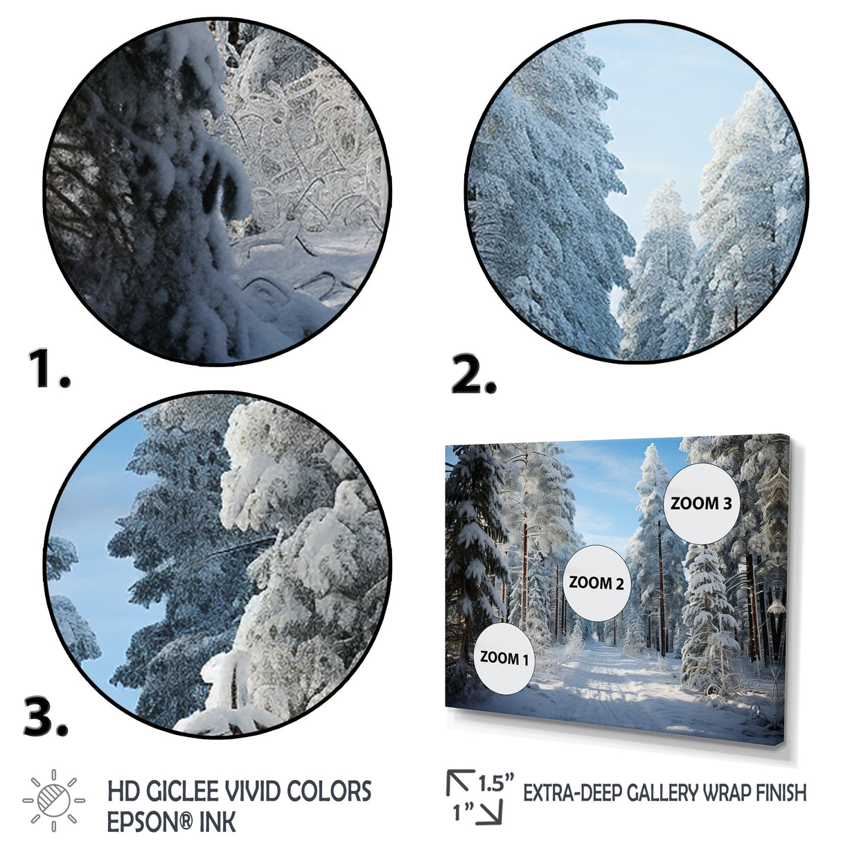 Designart "Winter Snowy Evergreen III" Winter Landscape Framed Wall Art Prints
