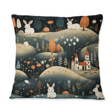 Designart "Woodland Rabbit Journey II" Animal Printed Throw Pillow
