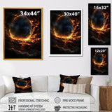 Designart "Yellow And Black Molecular Planet I" Planets Black Wall Decor - Global Entryway Framed Wall Art Print