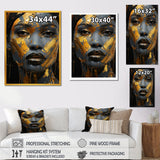 Designart "Yellow And Blue African Grace Portrait Of Beauty III" Woman African Yellow Bedroom Framed Canvas Wall Art