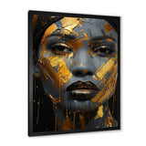 Designart "Yellow And Blue African Grace Portrait Of Beauty III" Woman African Yellow Bedroom Framed Canvas Wall Art