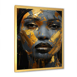 Designart "Yellow And Blue African Grace Portrait Of Beauty III" Woman African Yellow Bedroom Framed Canvas Wall Art
