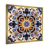Designart "Yellow And Blue Tiles In Greece III" Abstract Tile Wall Decor Yellow Modern Hallway Framed Wall Art Decor