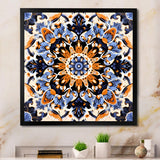 Designart "Yellow And Blue Tiles In Greece III" Abstract Tile Wall Decor Yellow Modern Hallway Framed Wall Art Decor