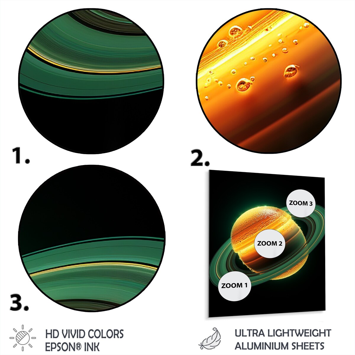 Designart "Yellow And Green Saturn Planets" Space Planet Yellow Metal Wall Art - Astronomy & Space Metal Art Work
