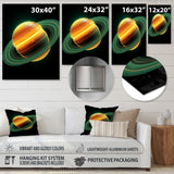 Designart "Yellow And Green Saturn Planets" Space Planet Yellow Metal Wall Art - Astronomy & Space Metal Art Work