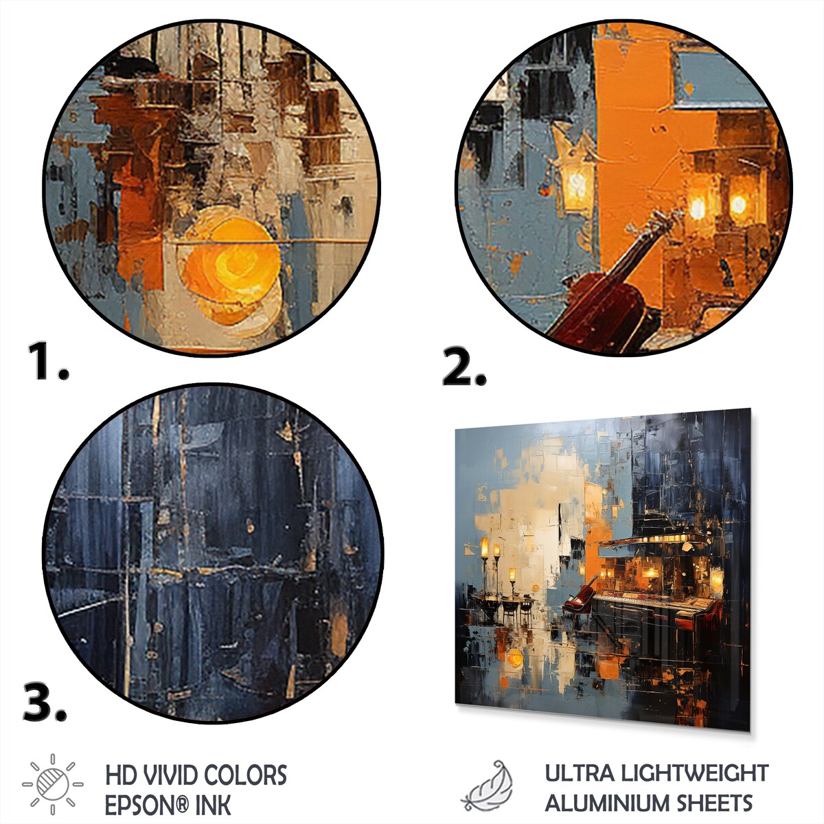 Designart "Yellow And Grey Grand Piano Jazz Cafe I" Music Jazz Yellow Metal Wall Art - Traditional Metal Art Work