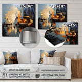 Designart "Yellow And Grey Grand Piano Jazz Cafe I" Music Jazz Yellow Metal Wall Art - Traditional Metal Art Work