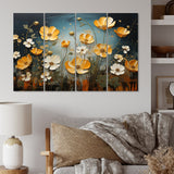 Designart "Yellow Blue Buttercups Golden Glow Patchwork II" Floral Metal Art Print Set