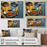 Designart "Yellow Blue Paint Collage Portrait I" African American Art Wall Art