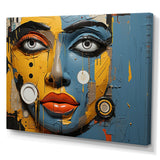Designart "Yellow Blue Paint Collage Portrait I" African American Art Wall Art