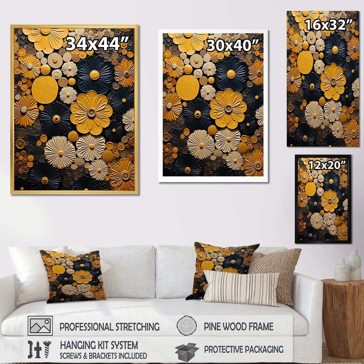 Designart "Yellow Flowers Pottery Garden" Boho Pottery Wall Art Decor