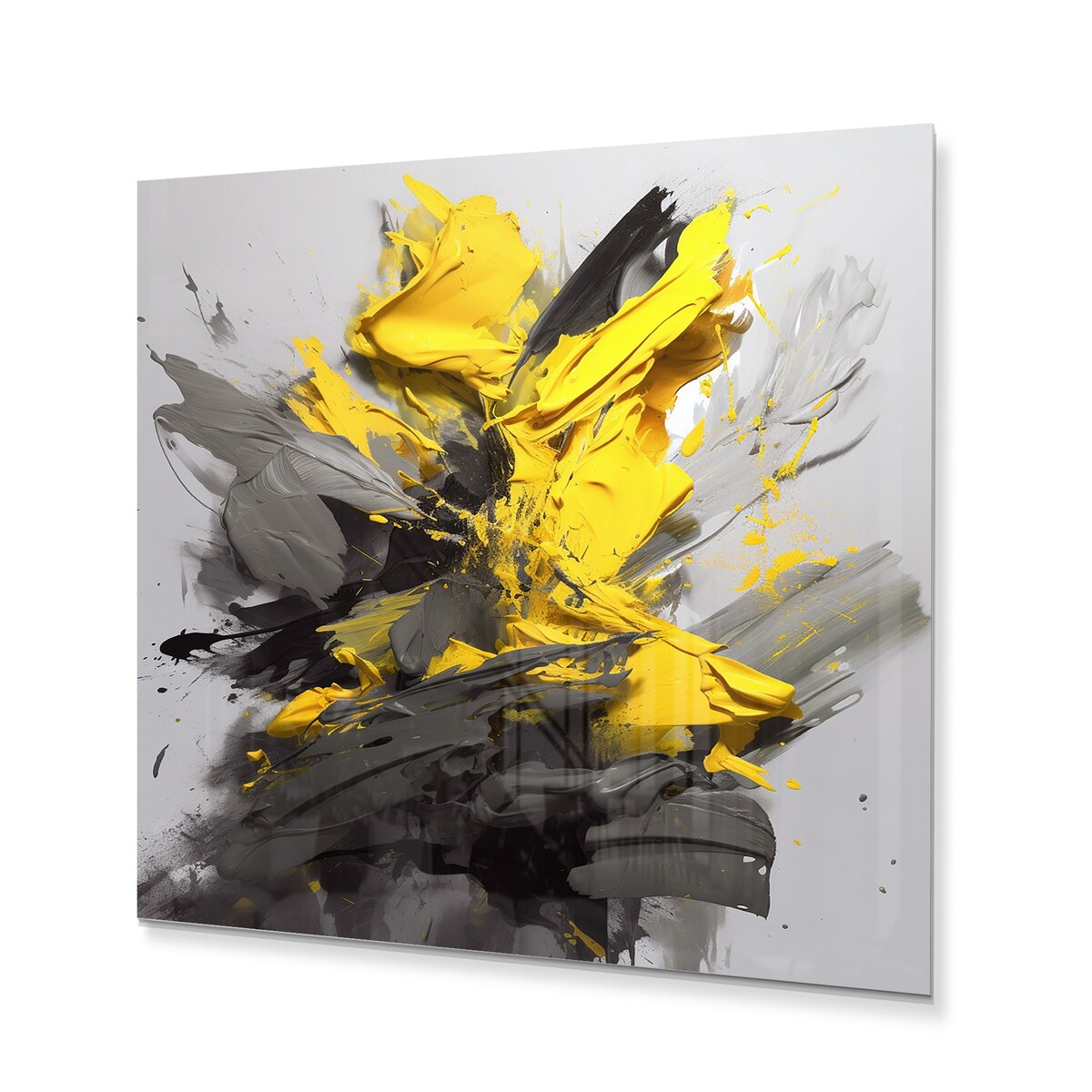 Designart "Yellow Grey Vibrant Swirls I" Modern Geometric Metal Wall Art