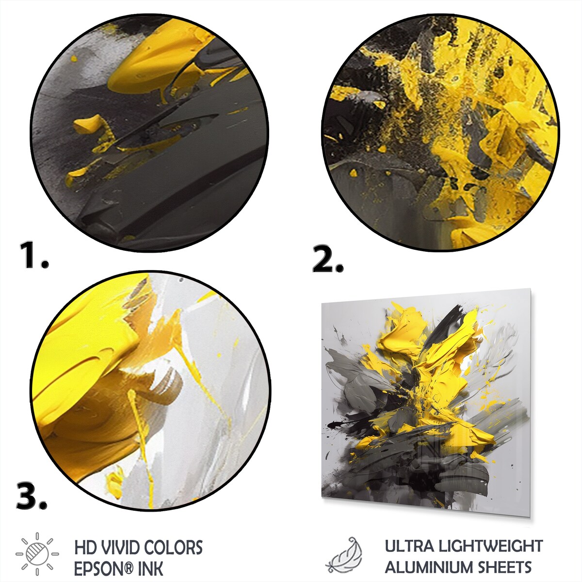 Designart "Yellow Grey Vibrant Swirls I" Modern Geometric Metal Wall Art
