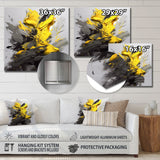 Designart "Yellow Grey Vibrant Swirls I" Modern Geometric Metal Wall Art