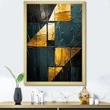 Designart "Yellow Interlude Abstract Expressionism Teal" Abstract Painting Framed Wall Art Living Room