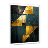 Designart "Yellow Interlude Abstract Expressionism Teal" Abstract Painting Framed Wall Art Living Room