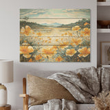 Designart "Yellow Marigold Liquid Art Flower Field" Flower Field Wall Art Yellow Wood Panel On Natural Pine Wood