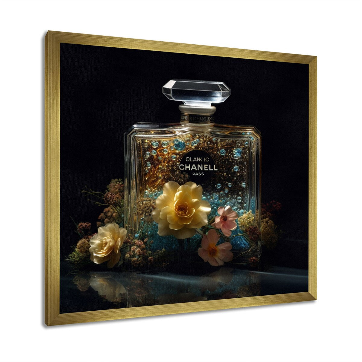 Designart "Yellow Perfume Fragrance Connoisseur" Fashion Perfume Framed Canvas Wall Art