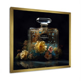 Designart "Yellow Perfume Fragrance Connoisseur" Fashion Perfume Framed Canvas Wall Art