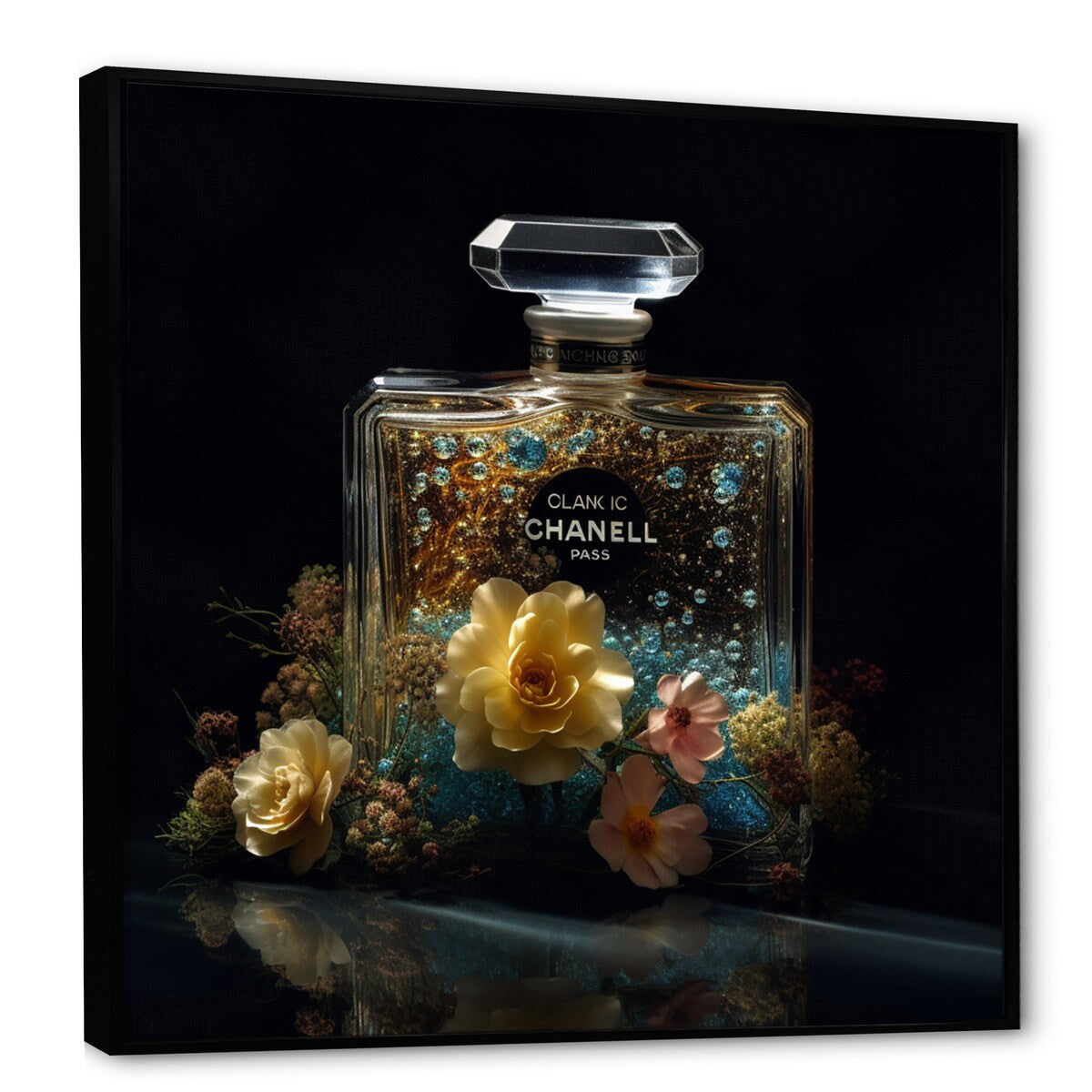 Designart "Yellow Perfume Fragrance Connoisseur" Fashion Perfume Framed Canvas Wall Art