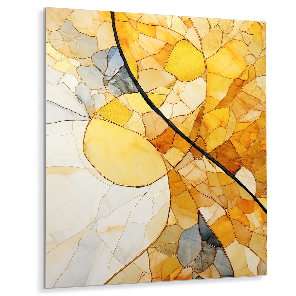 Designart "Yellow Solar Panels Sunlight Collage II" Abstract Collages Yellow Metal Wall Art - Modern Metal Art Work